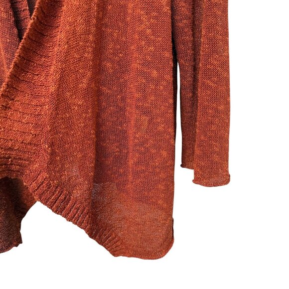 EILEEN FISHER Cardigan Jacket Size XL Linen Blend Knit Rust Womens Open Sweater - Picture 6 of 7
